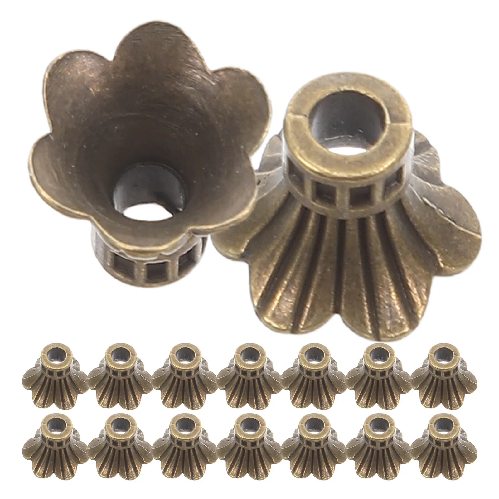100pcs Flower Bead Cap Vintage Trumpet Flower Bead Caps For Jewelry Making Spacer Floral End Findings For Bracelet Earrings