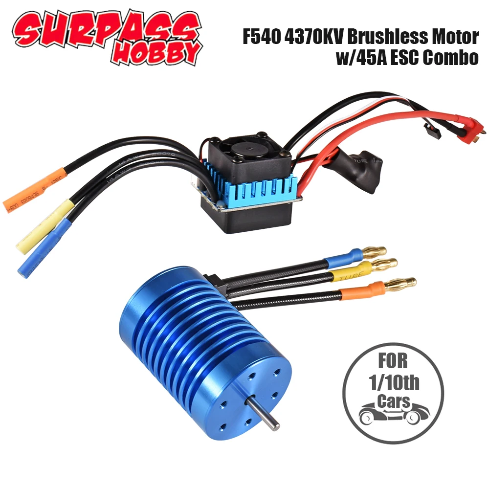 

SURPASS HOBBY F540 4370KV Waterproof Brushless Motor with 45A ESC Combo for 1/10