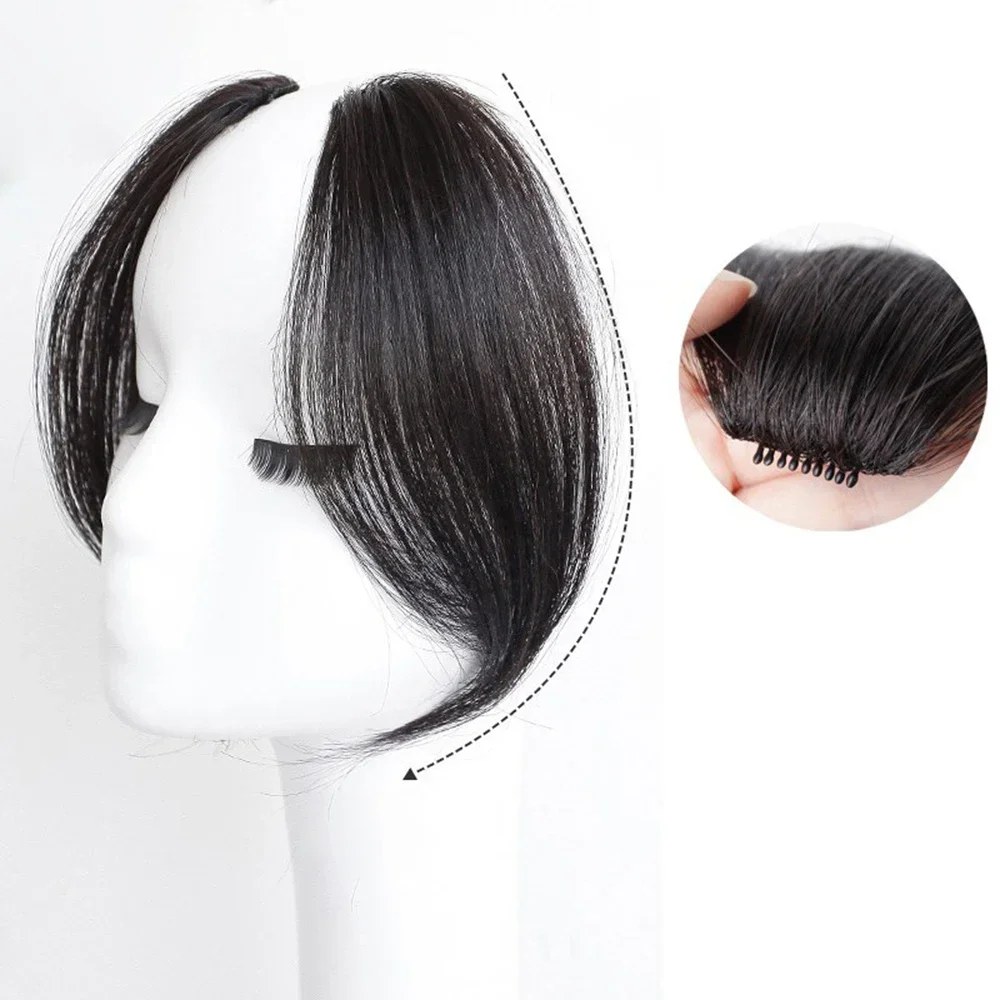 2024 Trendy Synthetic  Wig 2Pcs Seamless Natural Invisible Air Side Bangs Show Small Face Hair Extension Wig Piece image 6
