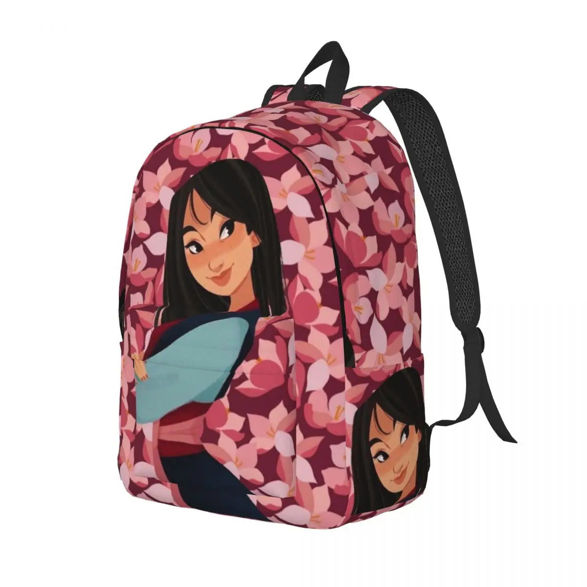 Custom 3D Printing Mulan Flowers Canvas Backpacks for Girls Boys College School Travel Bags Men Women Bookbag Fit 15 Inch Laptop