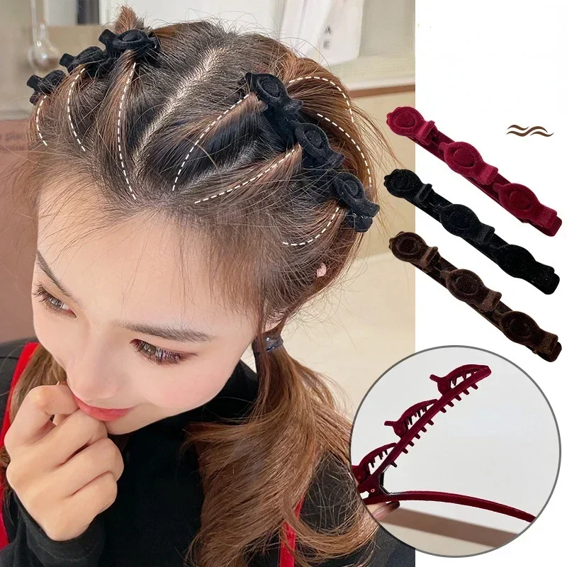 Black Flocked Bangs Hair Clip Women Cute Hairgrip Barrettes Headwear Acrylic Fairy Braided Hairpins Girl Hair Accessoires