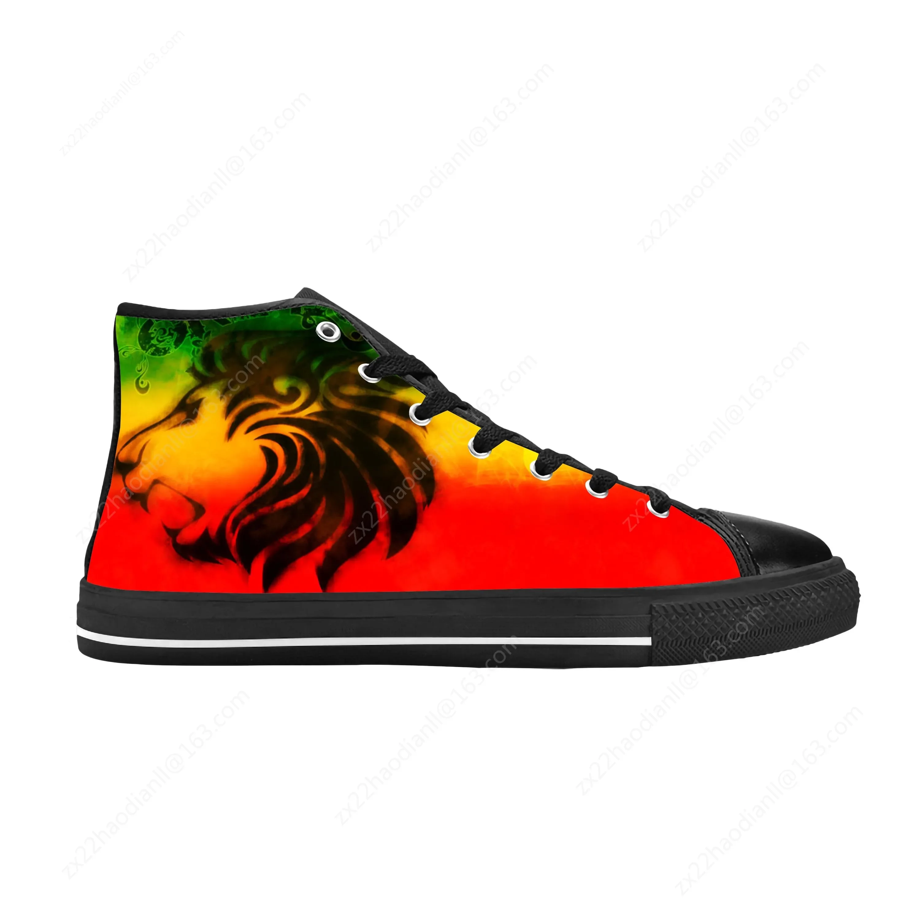 Ethiopia Ethiopian Flag Lion Of Judah Rasta Rock Casual Cloth Shoes High Top Comfortable Breathable 3D Print Men Women Sneakers