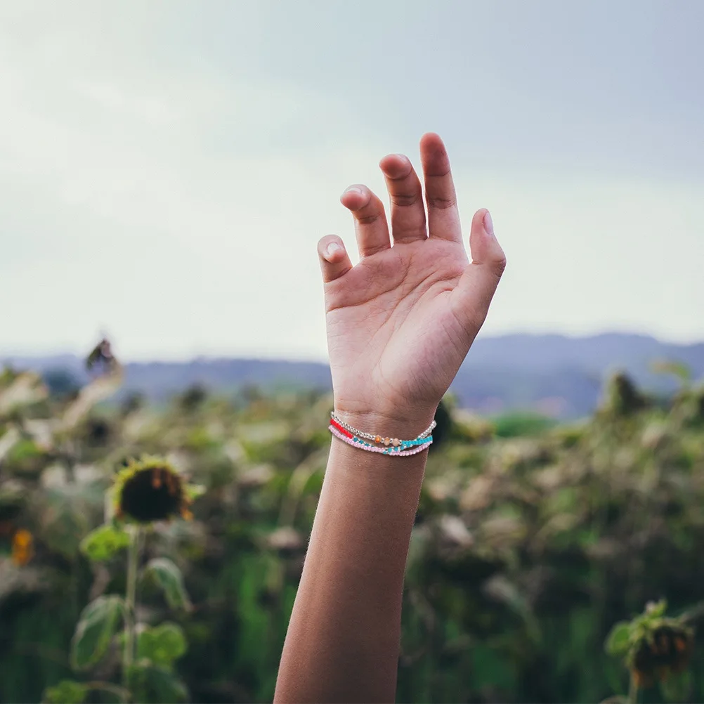 

1Pcs Colorful Knitted Beads Bracelet Folk Style Tassel Anklet Multiple Layer Wristlet Strong Durable Gift for Ladies