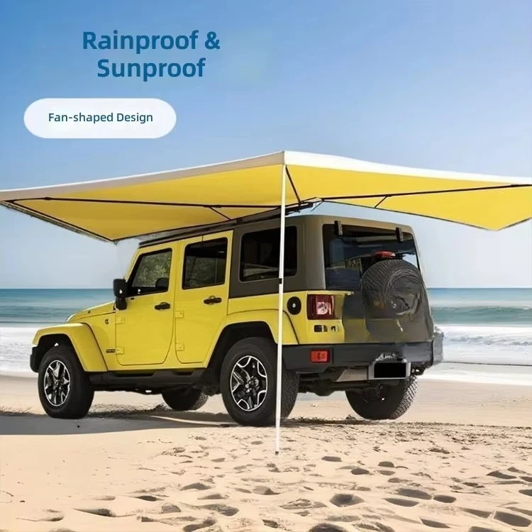 Quick-Open Four-season Fan-shaped Oxford Cloth Car Roof Tent with Side Awning Fan Waterproof 3000mm for Wilderness Camping
