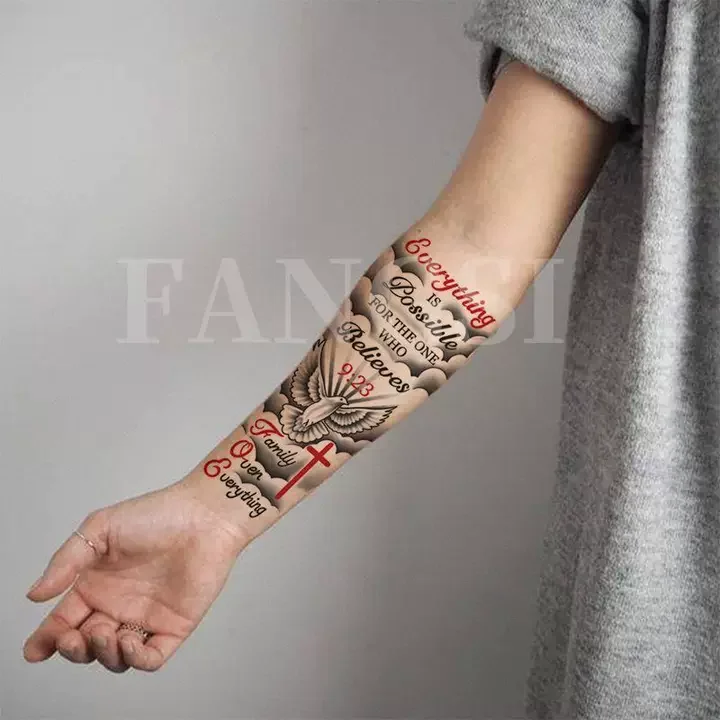 Anything Is Possible Temporary Tattoos Incentive Letter Waterproof Fake Tatoo Sticker Body Art Tatoo Body Sticker for Man