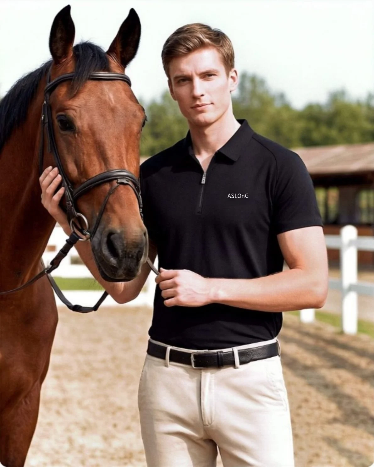 

Summer Men's Equestrian Training Dress Knight Short Sleeve Polo Shirt
