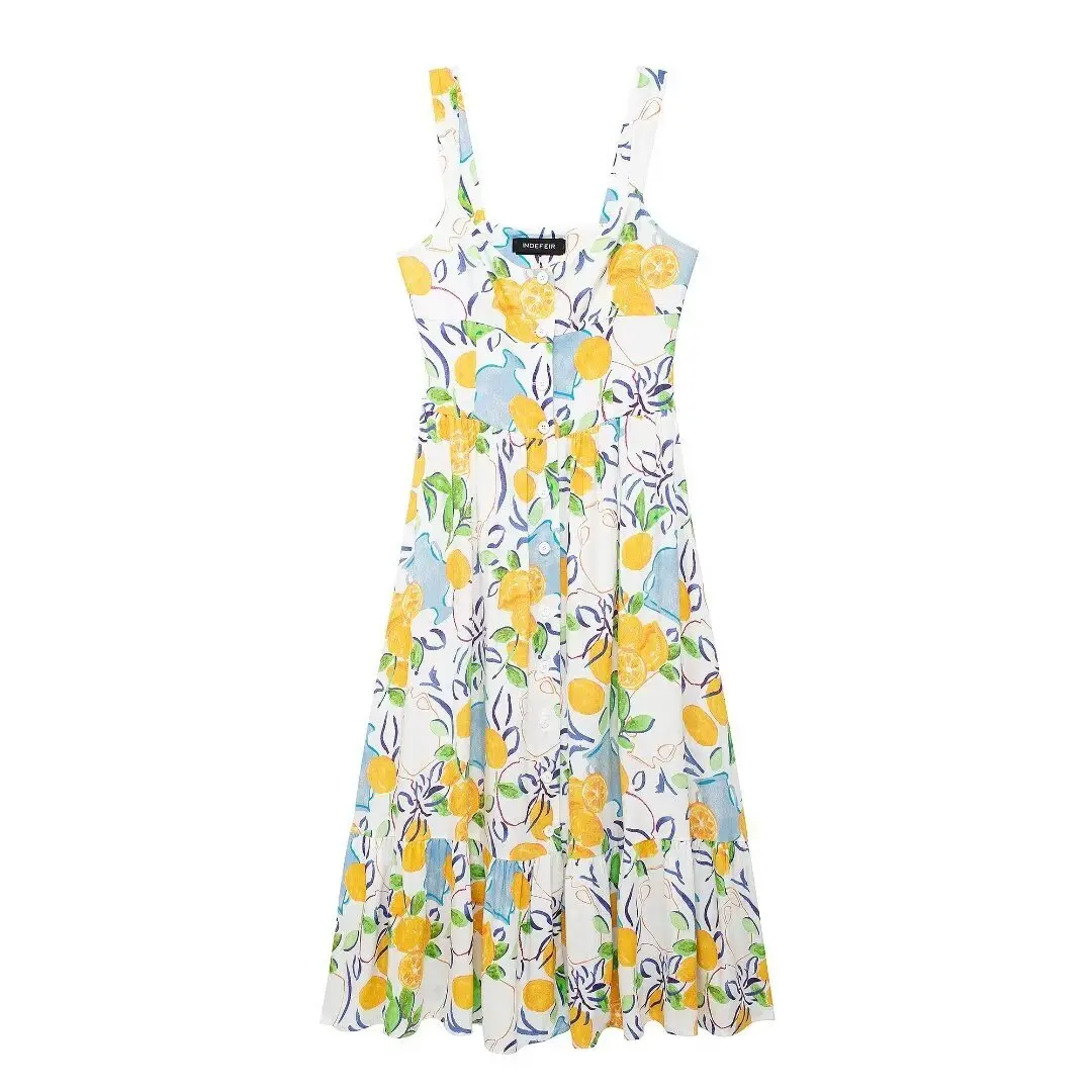 

Women's Linen Printed Midi Dress