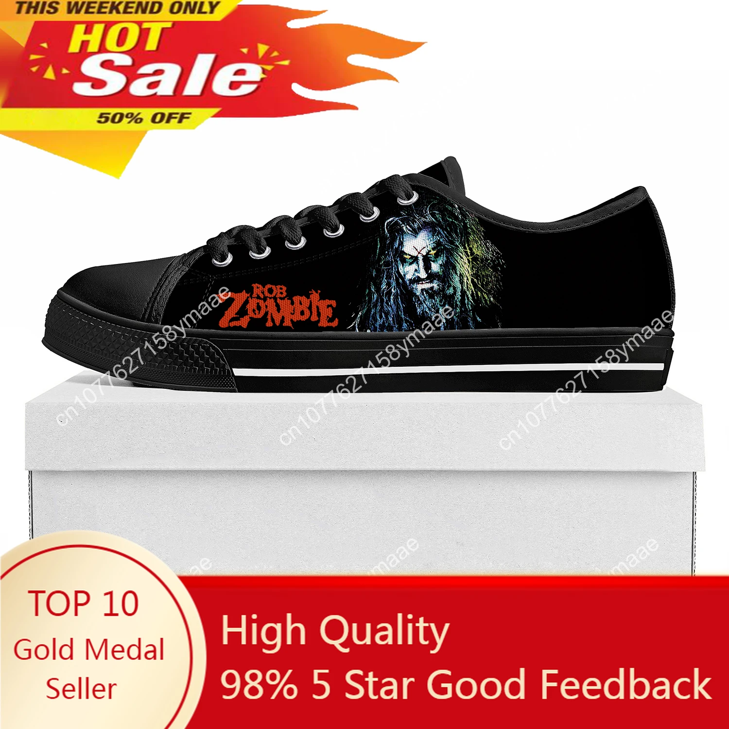 

Rob Zombie Low Top Sneakers Womens Mens Teenager Hellbilly Deluxe High Quality Sneaker Canvas Casual Customize DIY Black Shoe