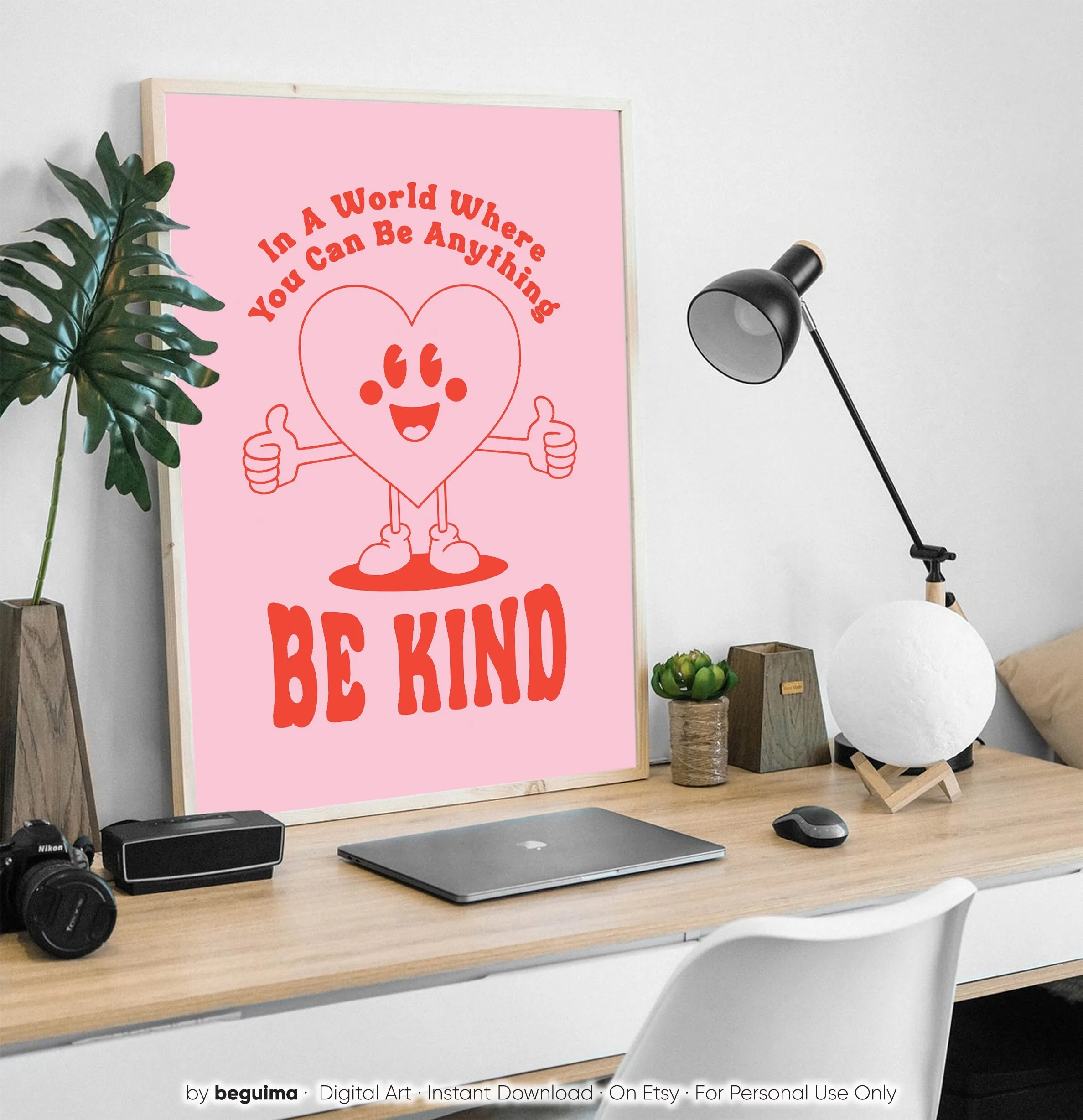 In A World Where You Can Be Anything Be Kind,inspirational Prints,pink,red,motivational Quotes,poster,printable Wall Art