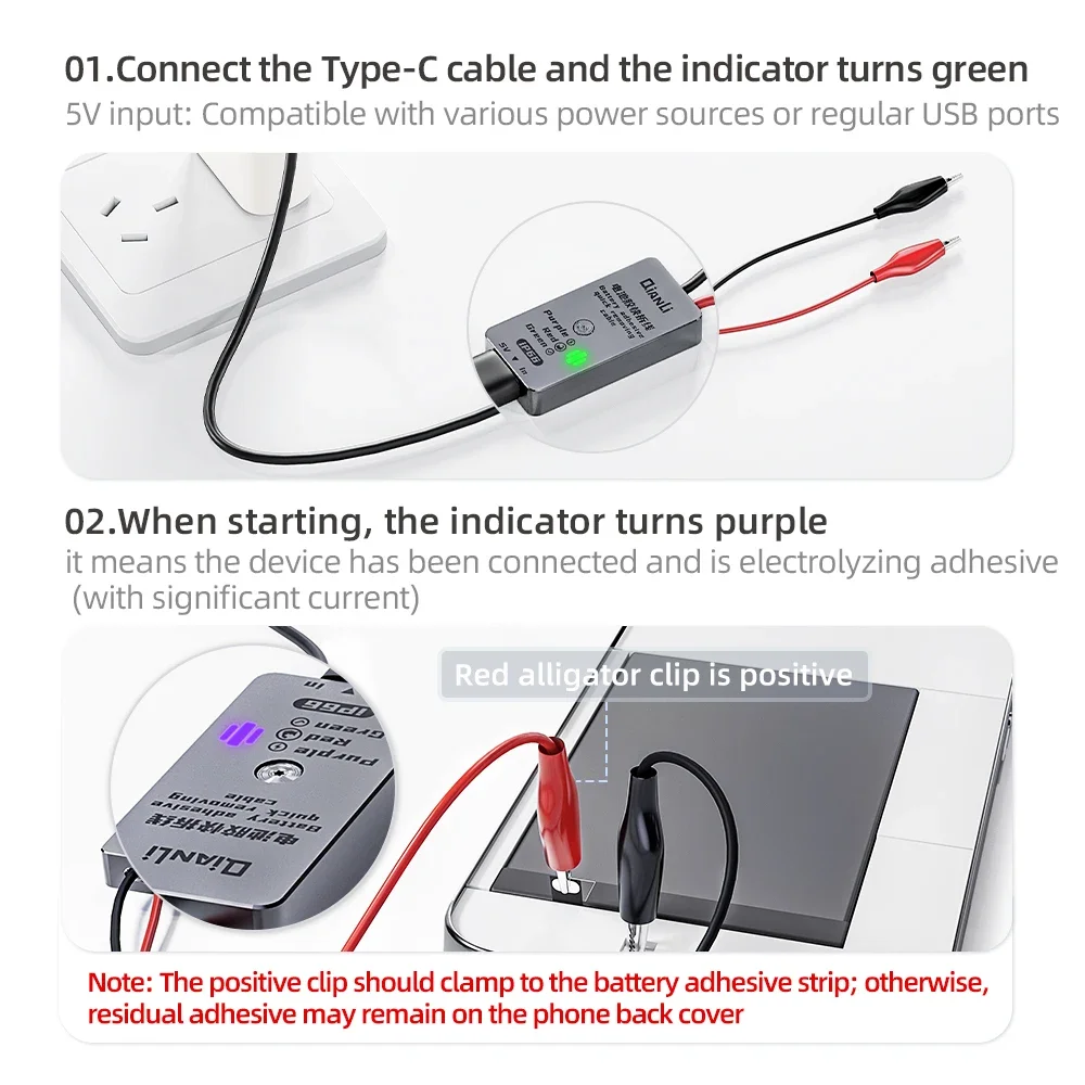 QIANLI iP66 Glue Release Device Safe and Fast Separation New Battery Electrolytic Glue Battery Glue Quick Disconnect Wire