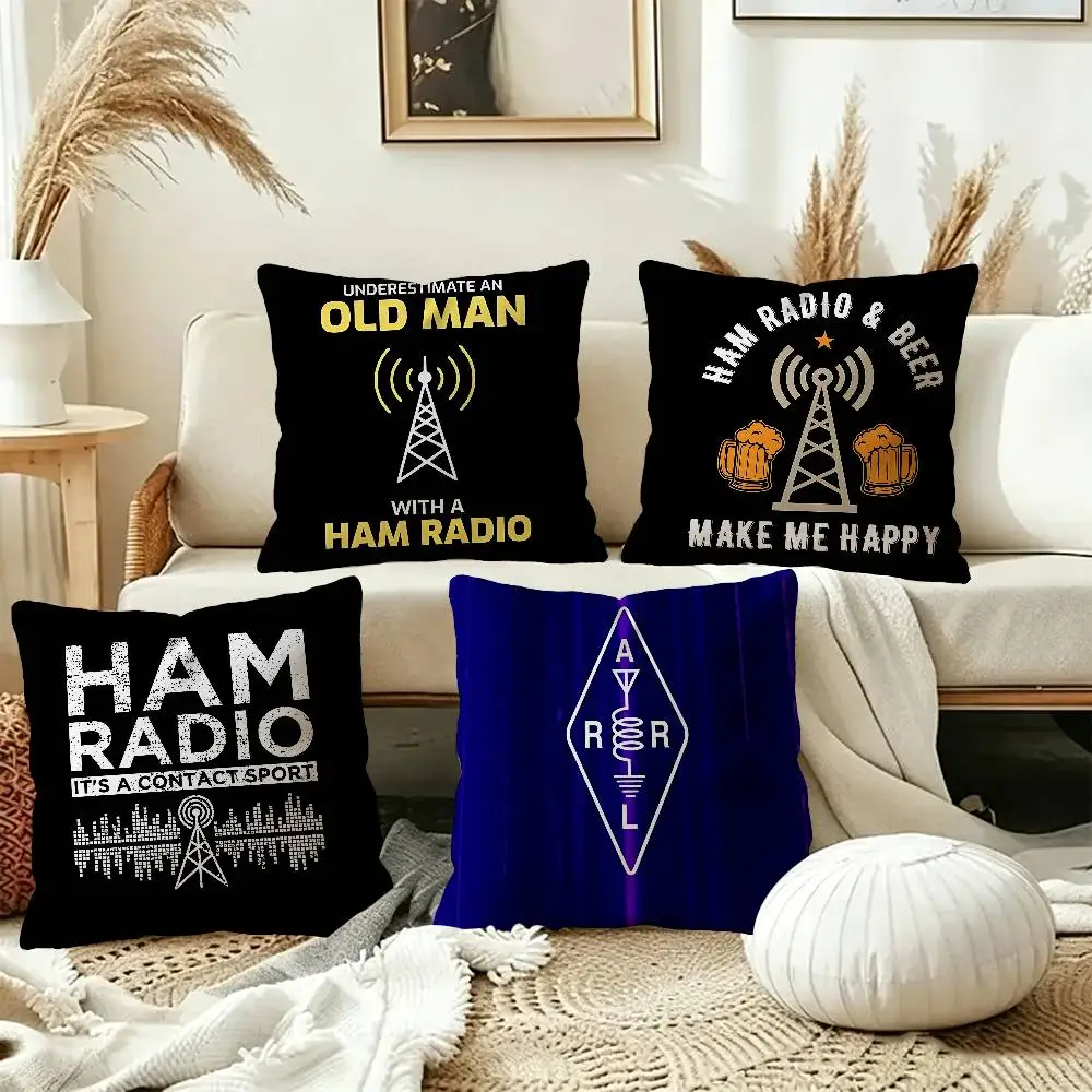 Licensed H-Ham Retro Radio Pillow Gift Home Office Decoration Pillow Bedroom Sofa Car Cushion CoverPillow Case