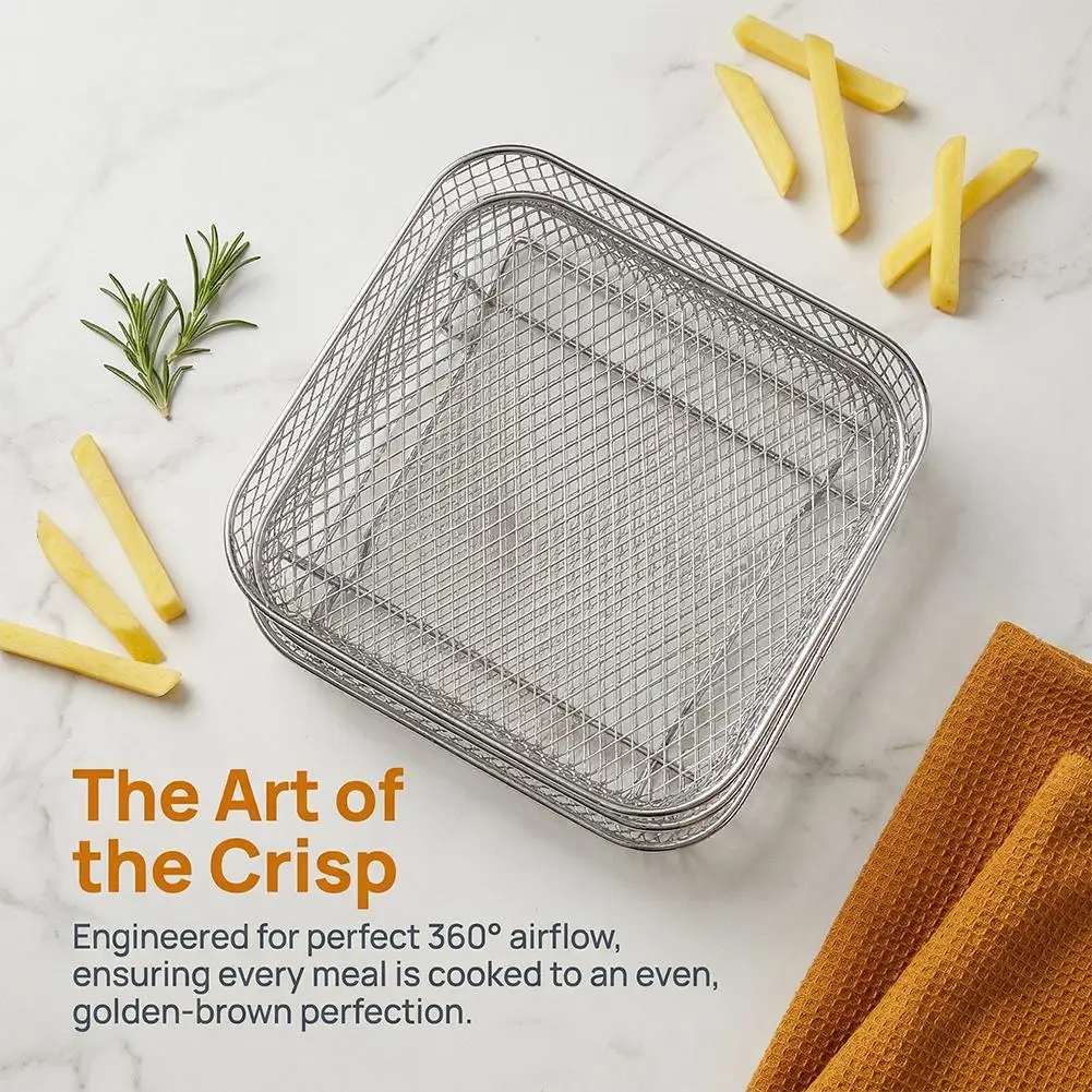Stainless Steel Air Fryer Stackable Racks 1-Tier Mesh Basket Multi-Layer Dehydrator Stand for Oven Air Fryer Accessories