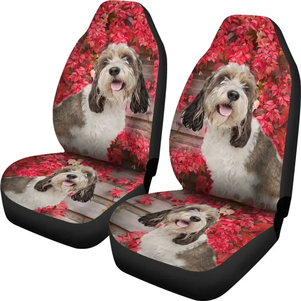 Cute Petit Basset Griffon Vendeen Print Car Seat Covers Set 2 Pc, Car Accessories Seat Cover