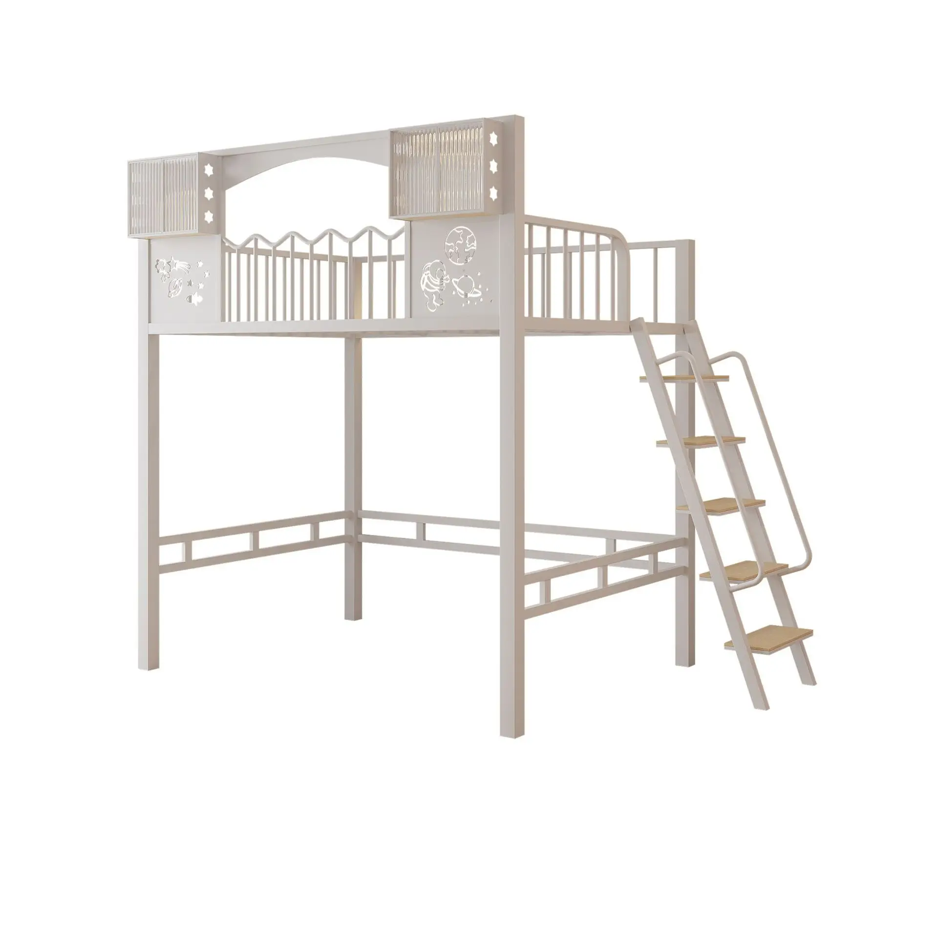 Small apartment multi-functional loft bed desk two-layer bed elevated bed