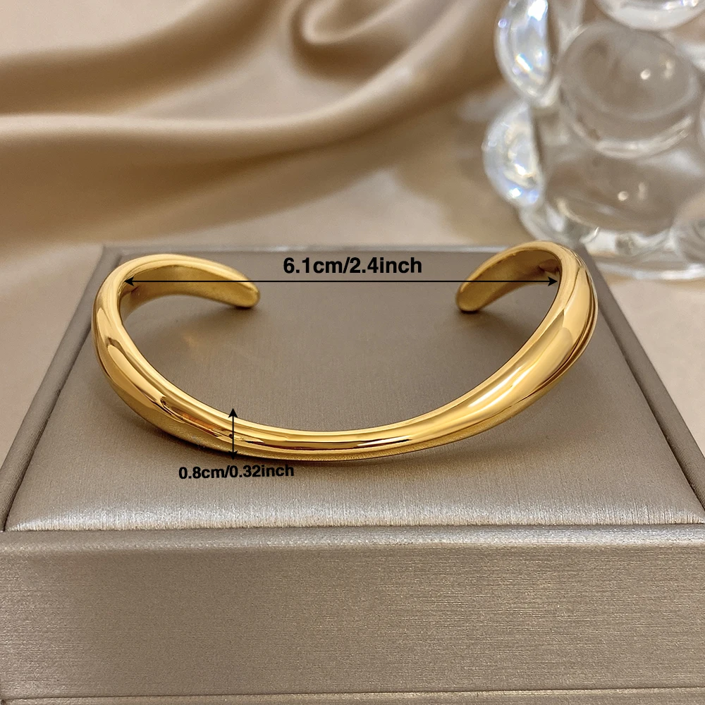 غير النظامية هندسية السلس الكفة الإسورة أساور للنساء موضة الذهب مطلي الفولاذ المقاوم للصدأ سوار المعصم مجوهرات مقاومة للماء