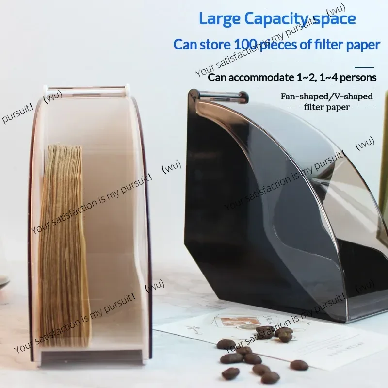 ZOCI-Hand Drip Coffee Filter Paper Holder Storage Rack with Acrylic Cover Dispenser Storage Barista Tools for Kitchen Utensils