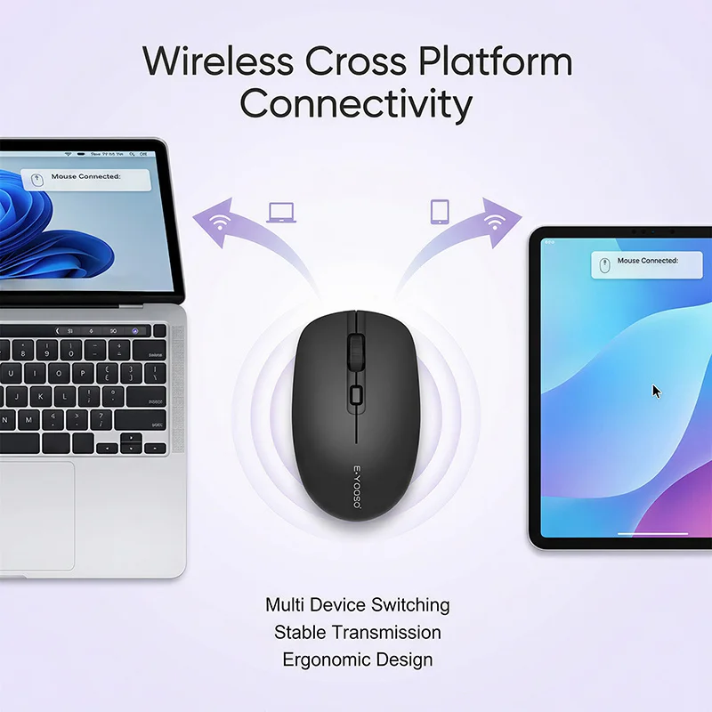 E-YOOSO Mini Lightweight Wireless Mouse, Ambidextrous Design, 4000 DPI Portable Computer Mouse for Laptop, MacBook, iPad