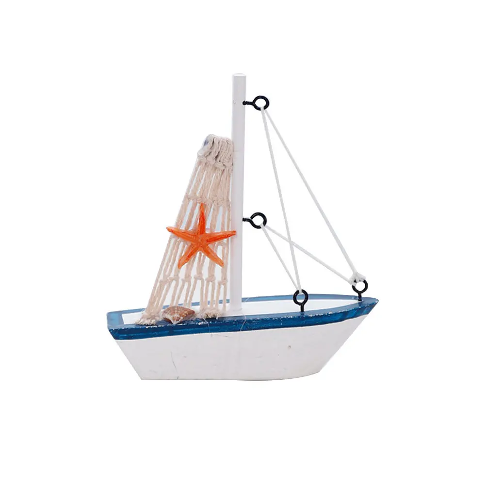 

Wooden Sailboat Ornament Cartoon Sailboat Pattern Environmental Protection Car Office Bedroom Decoration Creative Table Decor