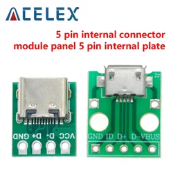 10pcs MICRO USB To DIP Adapter 5pin Female Connector B Type PCB Converter Breadboard USB-01 Switch Board SMT Mother Seat