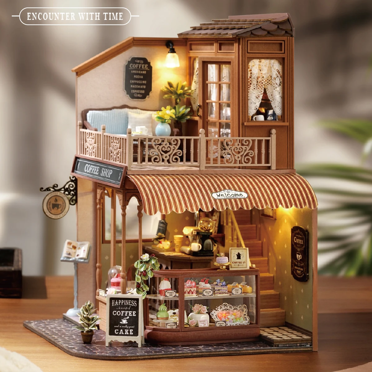 새로운 Diy 큰 나무 인형 집 가구 라이트 키트 인형 집 카사 미니어처 액세서리 수제 나무 장난감 생일 선물