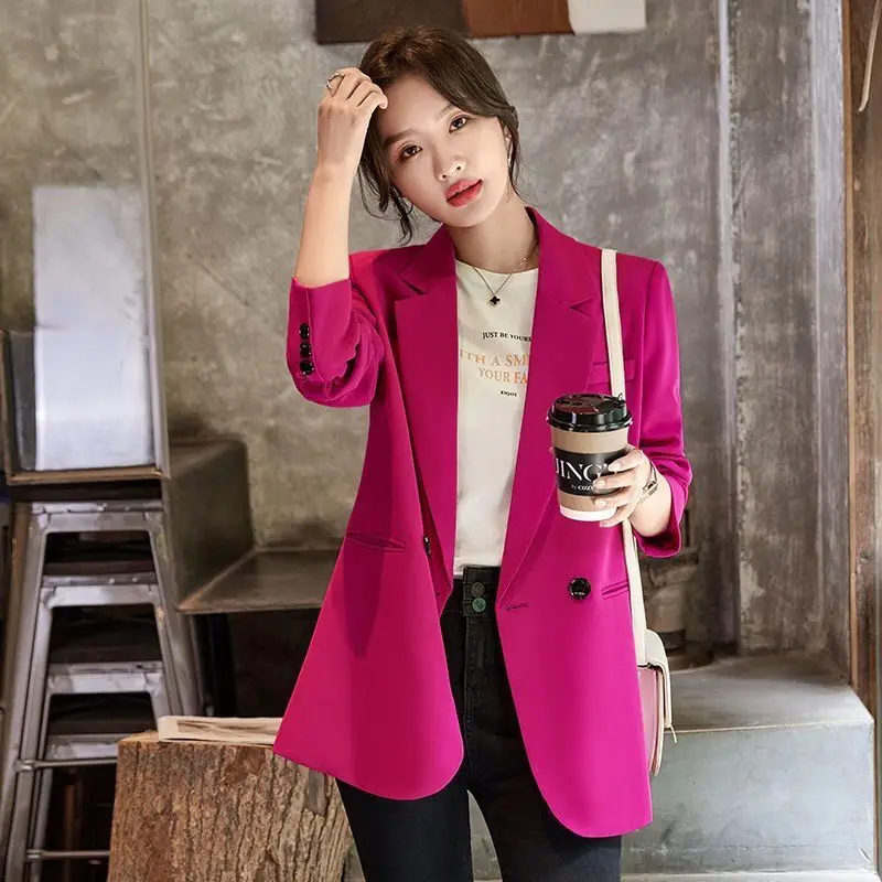 Casual Fashion High Quality Long-sleeved 2023 Spring and Autumn Jacket  Double-button Slim  Women's Business Work Formal Jacket