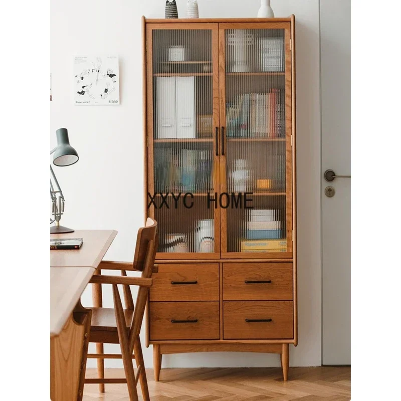 

Книжный шкаф из цельного дерева, витрина, небольшая квартира, домашний напольный шкаф для хранения вещей