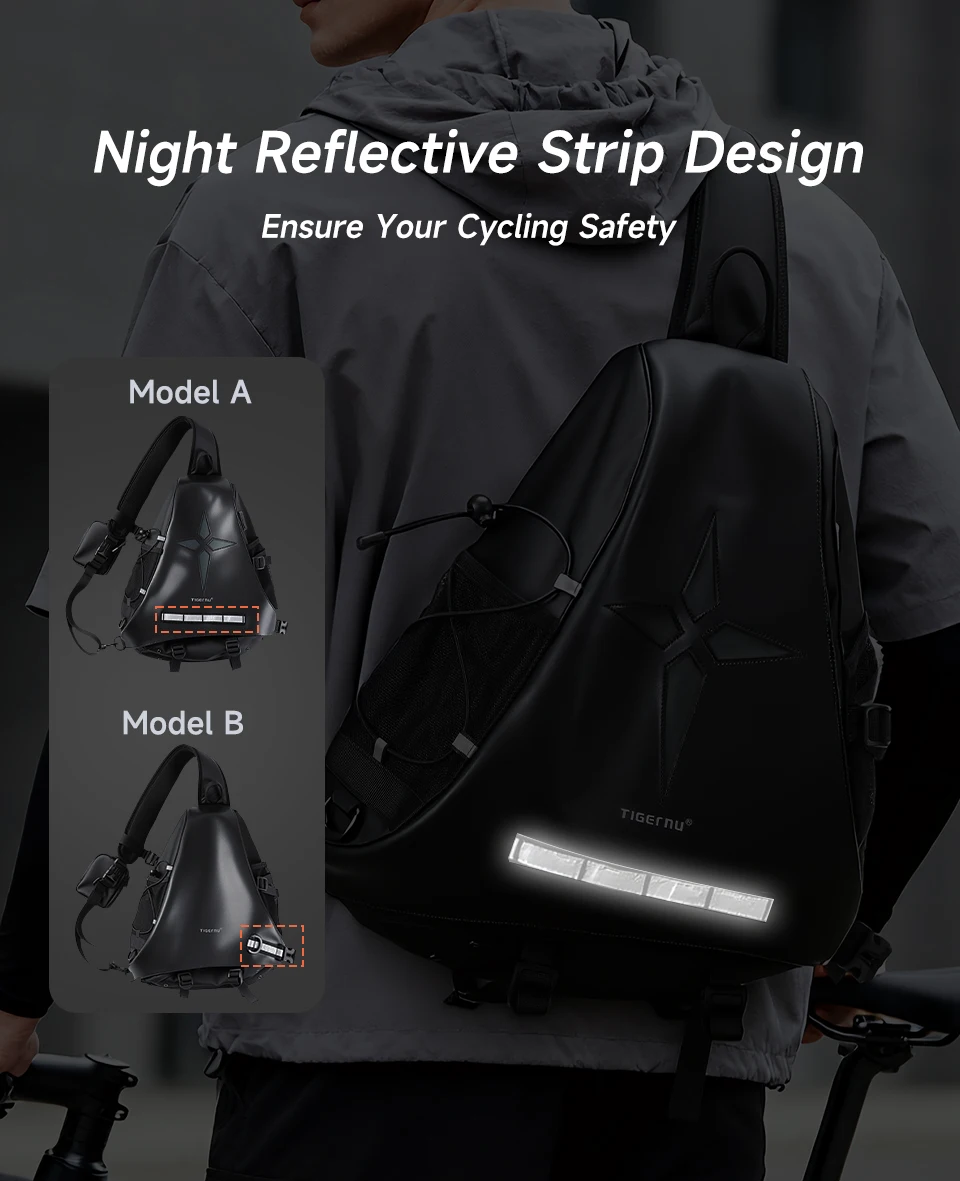 Tigernu Herren-Umhängetasche in Übergröße mit USB-Anschluss für 11-Zoll-Brusttasche mit abnehmbarem 3-Punkt-Tragegurt, Fahrrad- und Sporttasche – Detail 11