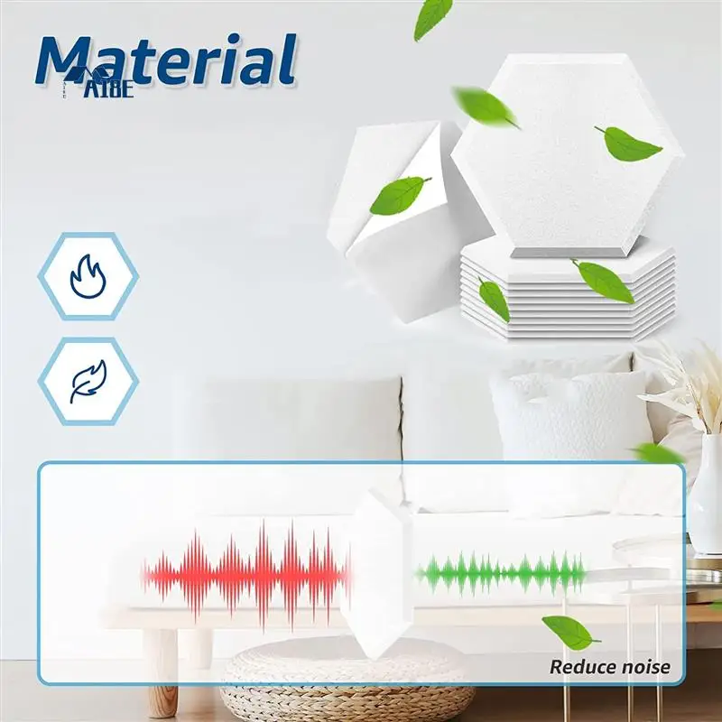 

A18E-12 Pack Self Adhesive Acoustic Panels, 14 X 12 X 0.4Inch Soundproof Panels, Hexagon Sound Absorbing Panels