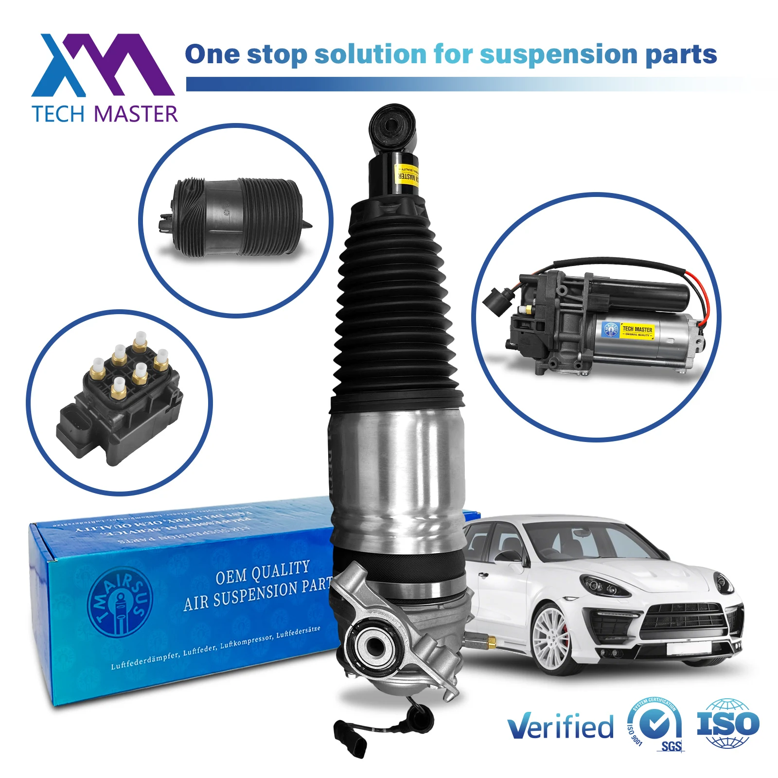Tech Master Brand New Rear Air Suspension Shock Absorber Strut For VW Touareg II 7P 2010-2018 OEM 7P6616019K 18 Months Warranty