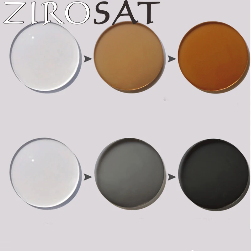 ZIROSAT Aspheric Range -6.00~+6.00 Max CLY -2.00 Photochromic Grey or Brown Prescription Lenses Strong Anti Reflective