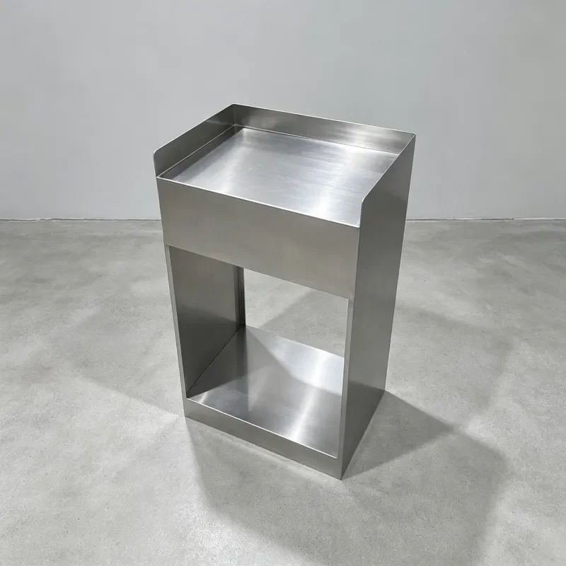 Modern Stainless Steel Bedside Table with Wheels Mobile Nightstand Storage Cabinet for Bedroom Living Room Sofa Side Cart