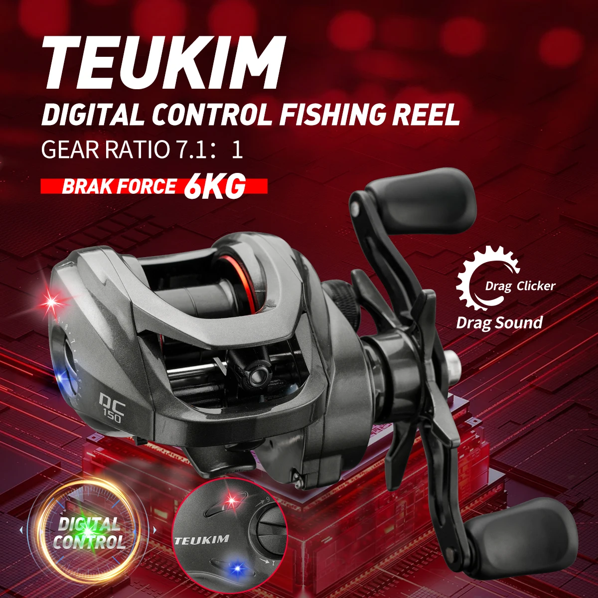 Spincast Reel - Digital Control Fishing Reel DC Baitcasting