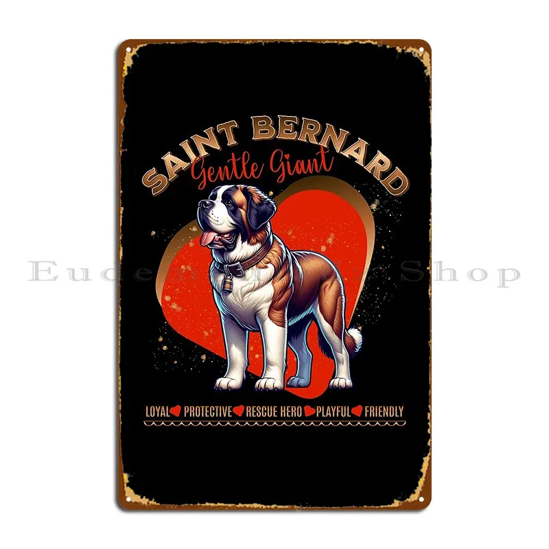 Póster de placa de Metal gigante suave de la raza de perro San Bernardo, cartel de estaño impreso para Club, sala de estar, Club, Bar, garaje