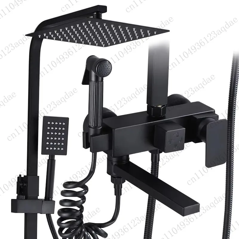 

Shower Faucet Head High-Quality Black Brass Multi-Functional 10.7-Inch Shower Head Hot/Cold Water Mixer Valve Brass Mixer