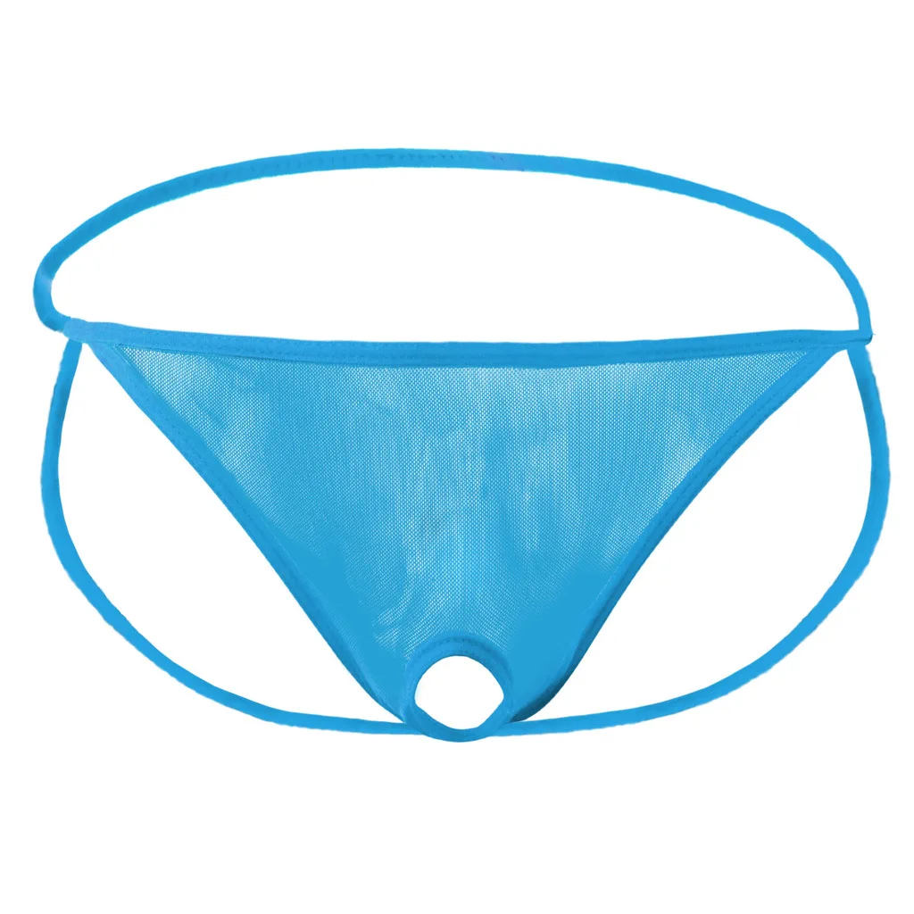 Men's Erotic Jockstrap Mesh Ultra-thin Transparent Gays Sexy Low Waist U Convex Pouch Thongs Homme Porn Open Buttocks Underpants