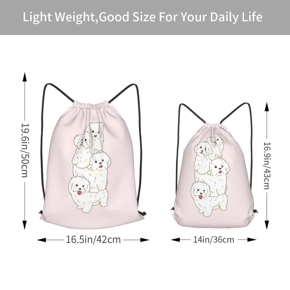 Maltese Dog Stack Backpacks Portable Drawstring Bundle Pocket Sports Bag Book Bags for Man Woman School
