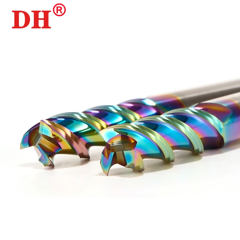 HRC55 3-Flute DLC colour Coating Flat End Mill Tungsten Steel Carbide For Aluminum Milling Cutter CNC Machinery Endmills Tools