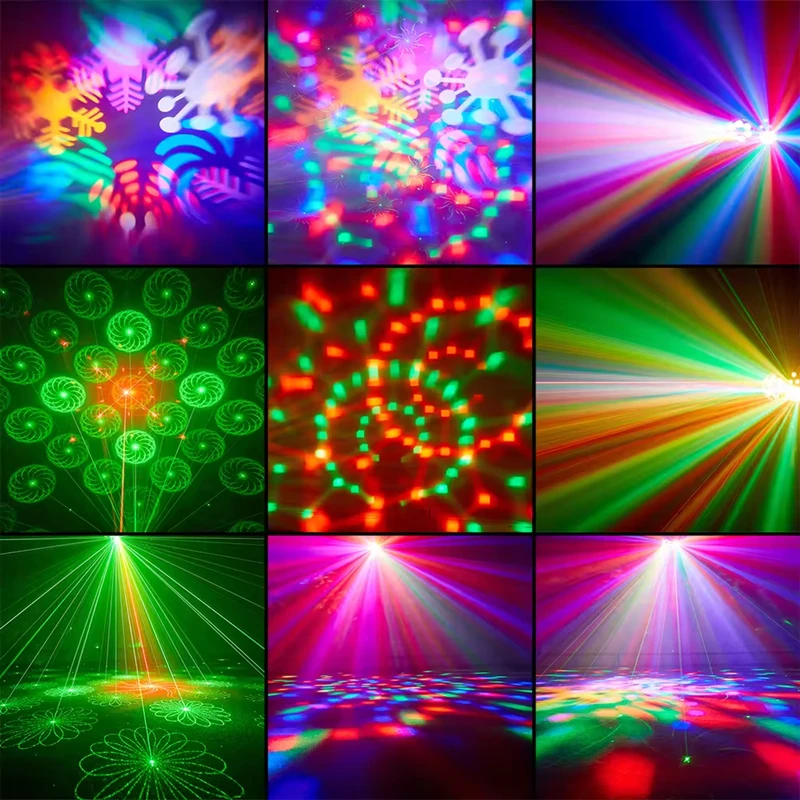 

4in1 Derby Effect Strobe Laser DJ Disco Light Party Club KTV Disco Effect Laser Light Full Sky Star Flash Colorful Bar Light