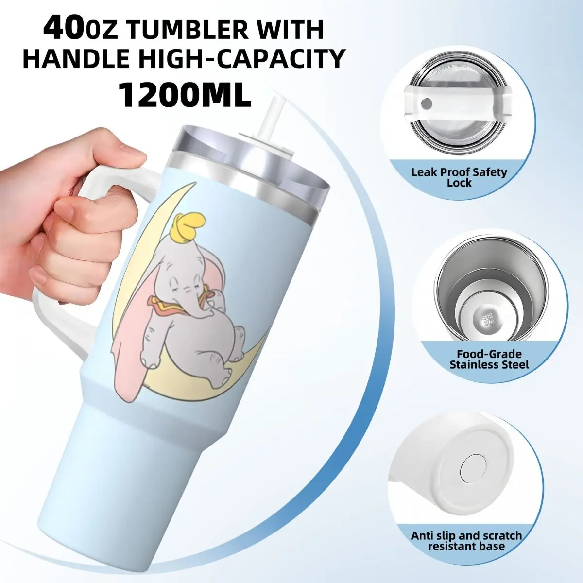 Dumbo MINISO Tumbler Cold and Hot Water Bottle Keep Heat Stainless Steel Thermal Cups Custom DIY Beach Car Mugs