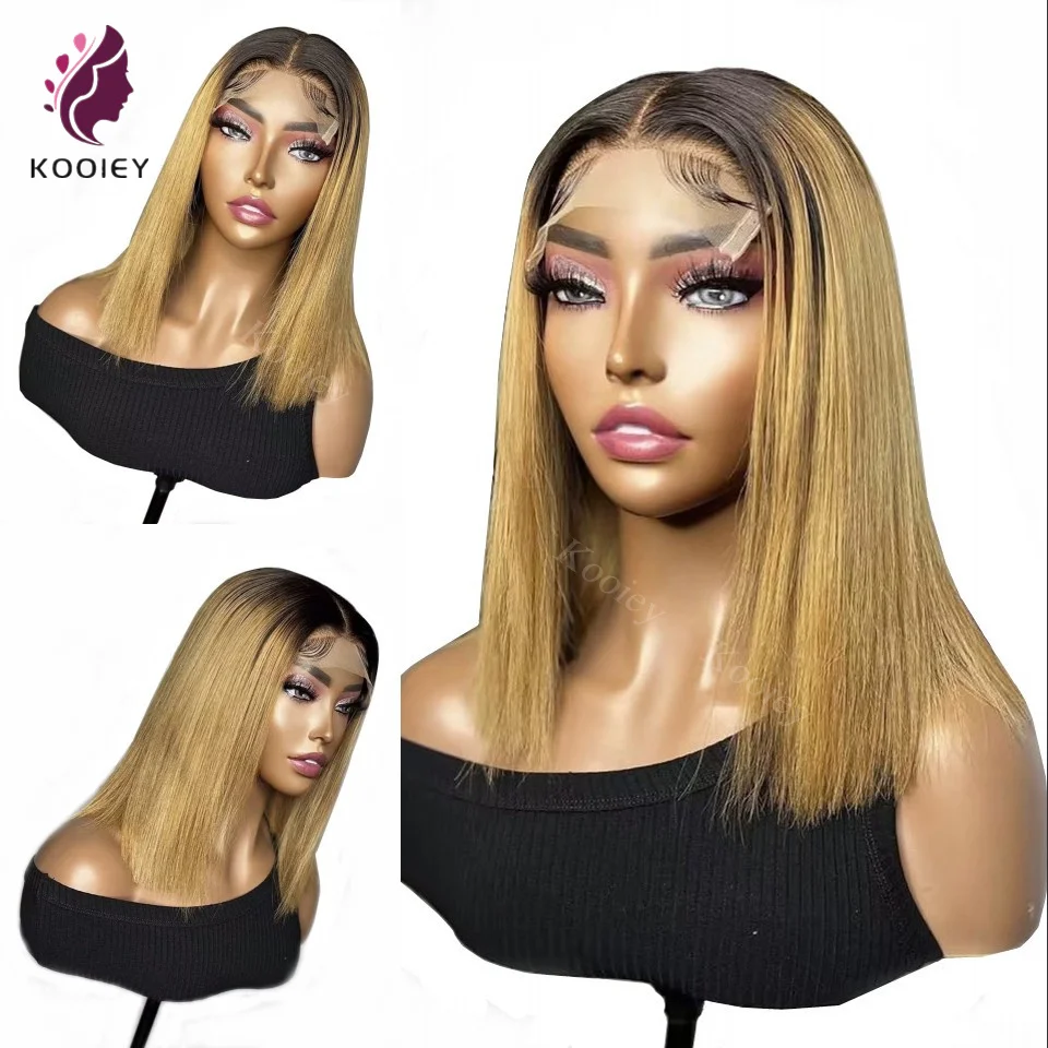 

#1B27 Honey Blonde Wig Short Bob 180 Density 13x6 Lace Front Wigs Colored Human Hair Wigs For Women 5x5 Silk Scalp Top Bob Wigs