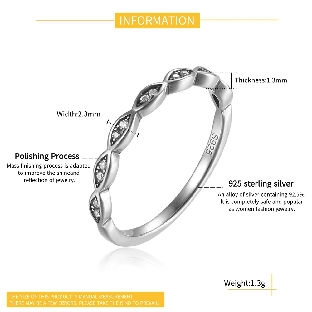 Kameraon Original Authentic Real 925 Sterling Silver Stackable Ring CZ Sparkling Delicate Wedding Jewelry for Women Gift 2022