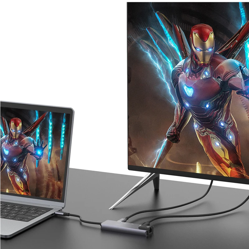 محول من النوع c RJ-45 LAN محول قفص الاتهام USB C إلى HDMI متوافق محول الفاصل محول 4K @ 60 هرتز usb محور مشاركة الشاشة
