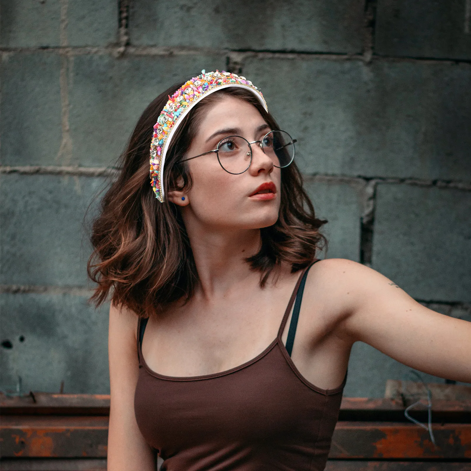 Women Rhinestone Headband Turquoise Faux Turquoise Cotton Padded Headband Comfortable Non Scratch Lightweight Fashion Statement