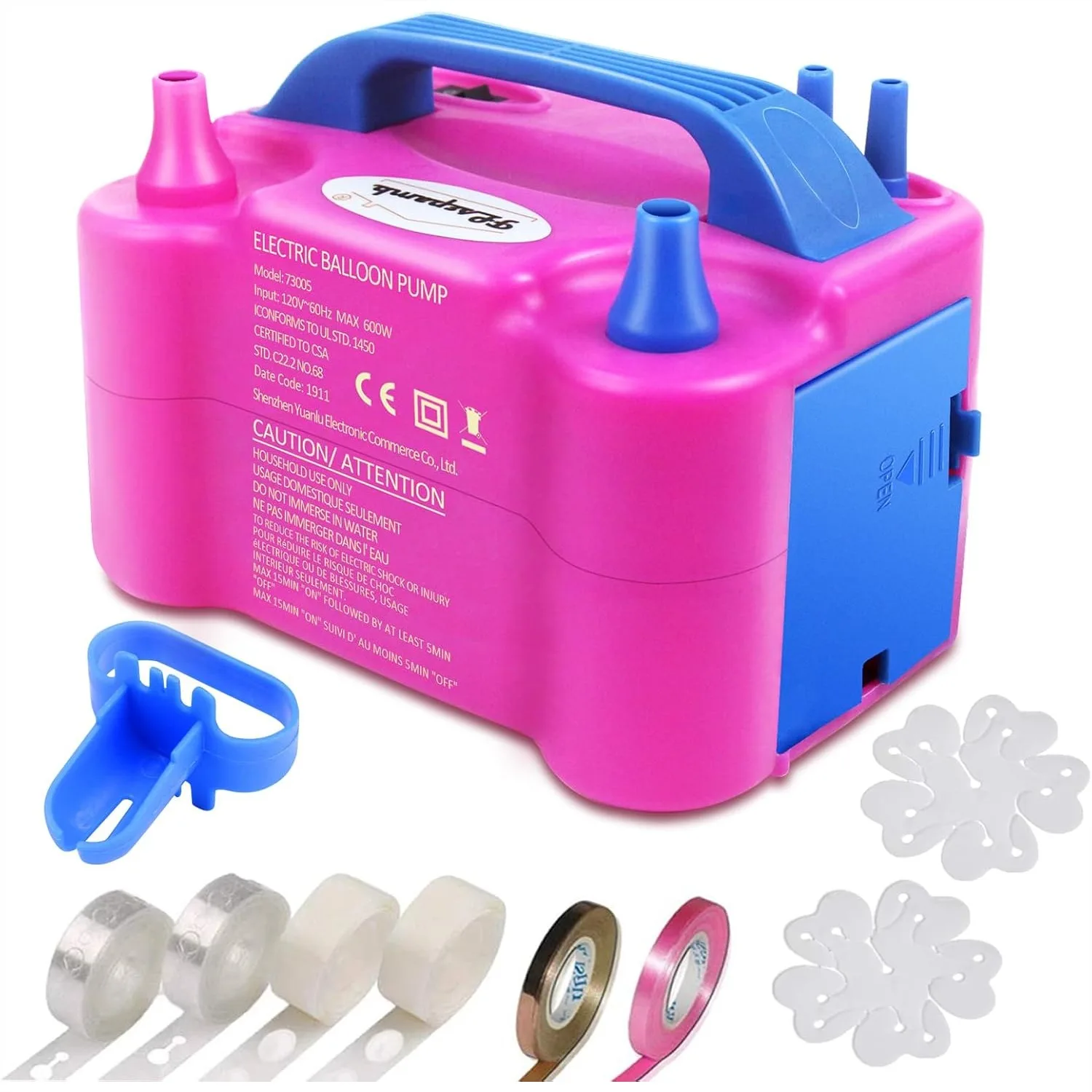 

Электрический насос для шаров с двумя насадками, портативный, 110В, 600Вт, для украшения вечеринок