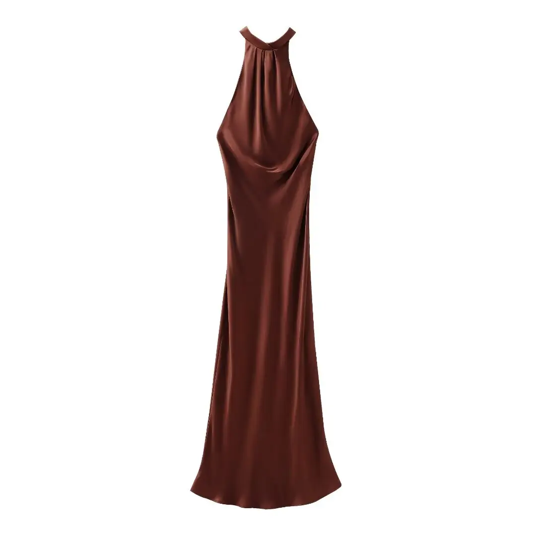 Willshela Moda Donna Raso Backless Midi Canotta Abito Halter Neck Donna Chic Lady Casual Mujer Abiti lunghi