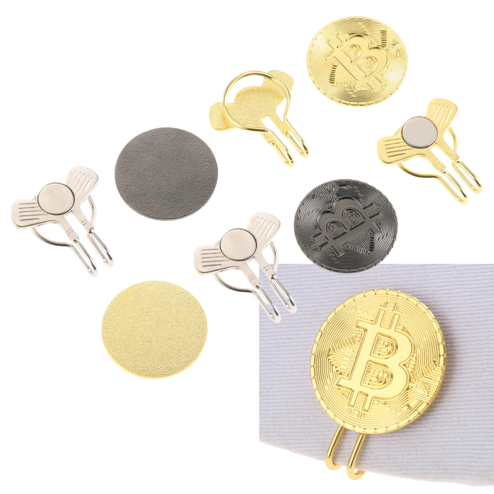 

Creative Golf Hat Clip with Balls Marker Magnetic Metal Round Shaped Golf Cap Clip Ball Marker Belt Pocket Clip-On Ball Marker