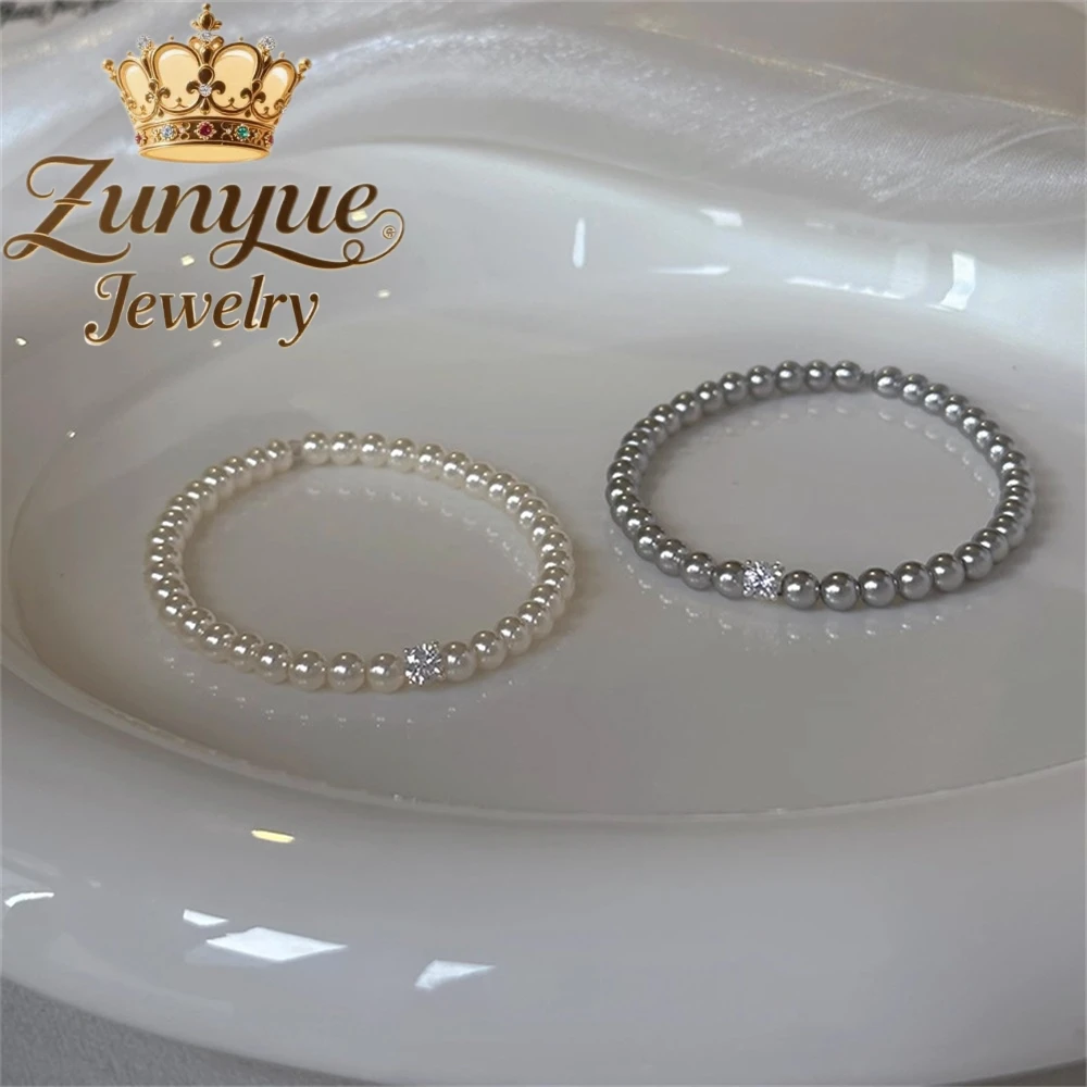 

Flow-Core Cube Sugar Zircon Pearl Bracelet A Light Luxury And High-End Style Bracelet A New Chinese-Style Jewelry Charms Elegant