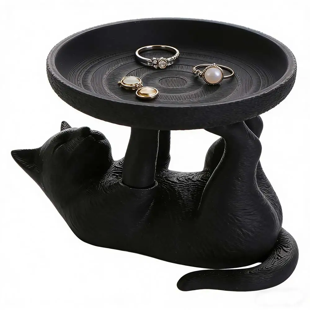 Creative Cat Shape Cat Jewelry Tray INS Large Capacity Mini Key Tray Decoration Black Jewelry Storage Tray Photography Props