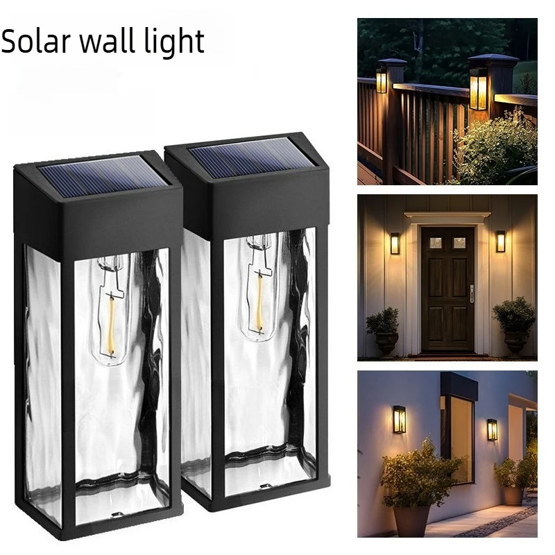 

Светодиодный солнечный настенный светильник из текстурированного стекла, уличный водонепроницаемый солнечный уличный фонарь для входа виллы, сада, забора, украшения двора