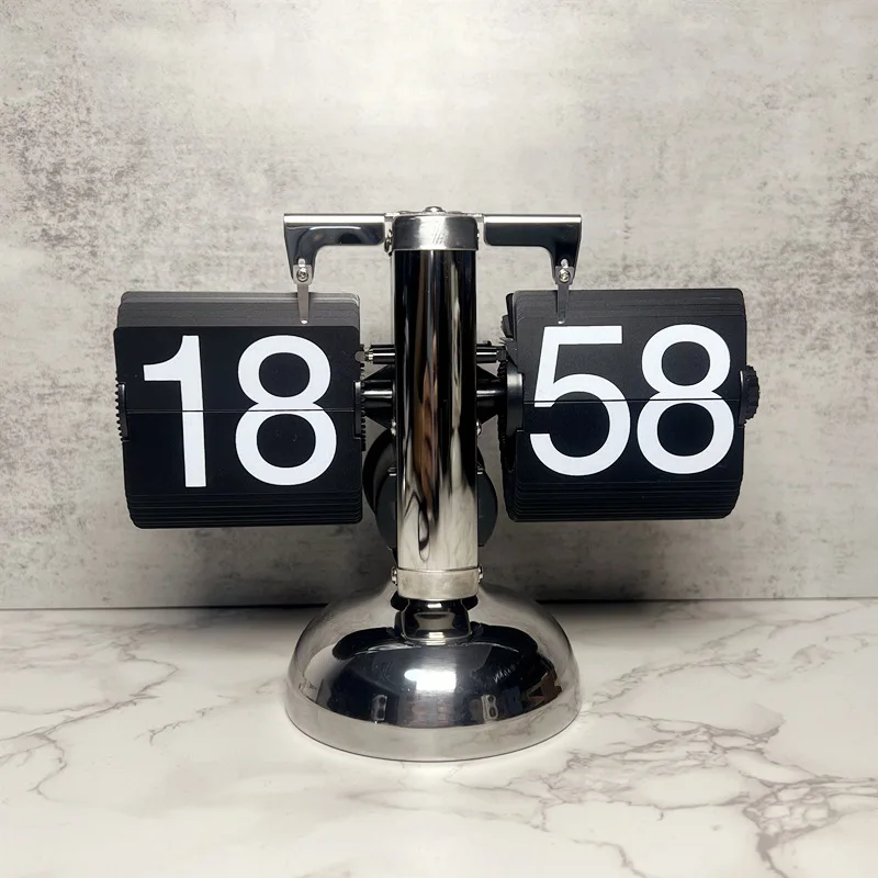 Vintage Flip Digital Clock Mechanical Automatically Flip Down Page Table Clock Office Flip Digital Clock Home Decor DropShipping